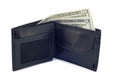 Purse with dollars isolated on the white Royalty Free Stock Photo