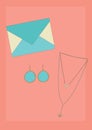 purse, earrings and chain. Vector illustration decorative design