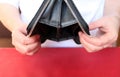 Women`s hands hold the wallet upside down Royalty Free Stock Photo