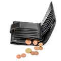 Purse and euro cents Royalty Free Stock Photo