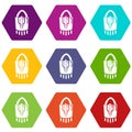 Purse handbag hipster icons set 9 vector Royalty Free Stock Photo