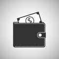 Purse and money icon vector