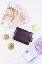 Purse with money Royalty Free Stock Photo
