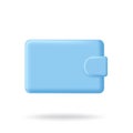 Purse money wallet 3d icon. Creative financial blue wallet isolated on white. Vector pocket illustration