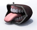 Purse with open mouth and tongue out