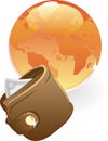 Purse and orange globe Royalty Free Stock Photo