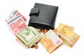 Purse and paper money Royalty Free Stock Photo