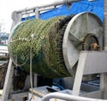 Purse seine fishing net on reel. Royalty Free Stock Photo