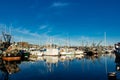 Purse seiners moored at fisherman`s terminal in Seattle Washington.