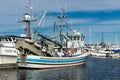 Purse seiners moored at fisherman`s terminal in Seattle Washington.