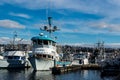 Purse seiners moored at fisherman`s terminal in Seattle Washington.