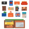 Purse wallet vector money shopping buy business financial wallets Royalty Free Stock Photo