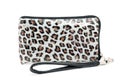 Purse with zipper in varnished leopard