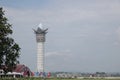 You can see a photo of the Purwokerto Lotus View Tower taken from a distance