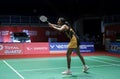 Pusarla V. Sindhu of India in action during womens singles badminton tournament