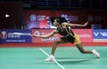 Pusarla V. Sindhu of India in action during womens singles badminton tournament