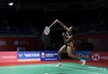 Pusarla V. Sindhu of India in action during womens singles badminton tournament