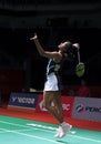 Pusarla V. Sindhu of India in action during womens singles badminton tournament