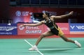 Pusarla V. Sindhu of India in action during womens singles badminton tournament