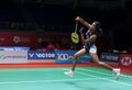 Pusarla V. Sindhu of India in action during womens singles badminton tournament