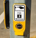 Push button for crosswalk sign. Crosswalk button and sign on street pole Royalty Free Stock Photo