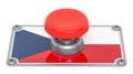Push button with Czech Republic flag, 3D rendering