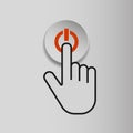 Push button. Hand icon on gray background. Cursor of computer mouse. Vector illustration Royalty Free Stock Photo