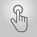 Push button. Hand icon on gray background. Cursor of computer mouse. Vector illustration Royalty Free Stock Photo