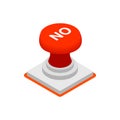 Push button NO icon, isometric 3d style Royalty Free Stock Photo