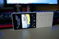 Push-button phone control. Phone with buttons details and close-up