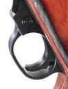 Push button safety and trigger on a rifle Royalty Free Stock Photo