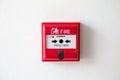 Push button switch fire alarm box on cement wall Royalty Free Stock Photo