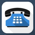 Push-button telephone flat icon with long shadow Royalty Free Stock Photo