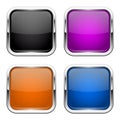 Push buttons. Glass colored square icons with chrome frame Royalty Free Stock Photo