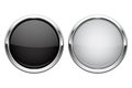 Push buttons. Glass round icons with chrome frame