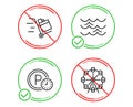 Push cart, Waves and Parking time icons set. Ferris wheel sign. Express delivery, Water wave, Park clock. Vector