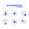 Push Data Synchronization. Vector Icon