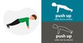 Push flat illustration. Bodybuilding, chest exercise, fitness training isolated flat icon. silhouette line solid design Royalty Free Stock Photo