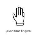 Push four fingers icon. Trendy modern flat linear vector Push four fingers icon on white background from thin line Hands and