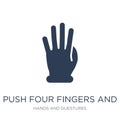 Push four fingers and move gesture icon. Trendy flat vector Push