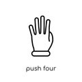 Push four fingers and move gesture icon. Trendy modern flat line