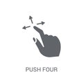 Push four fingers and move gesture icon. Trendy Push four finger
