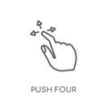 Push four fingers and move gesture linear icon. Modern outline P