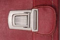 Push latch of the old hardshell suitcase close-up