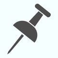 Push marker pin solid icon. Button for clipboard vector illustration isolated on white. Metallic clip glyph style design