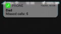 Push Notification Dad missed calls appear on old display. Pixeled text animation with phone hud.