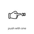 Push with one finger to slide icon. Trendy modern flat linear ve