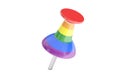 Push pin with flag of Gay Pride Rainbow, 3D rendering