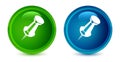 Push pin icon artistic shiny glossy blue and green round button set Royalty Free Stock Photo