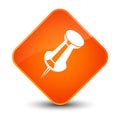 Push pin icon elegant orange diamond button